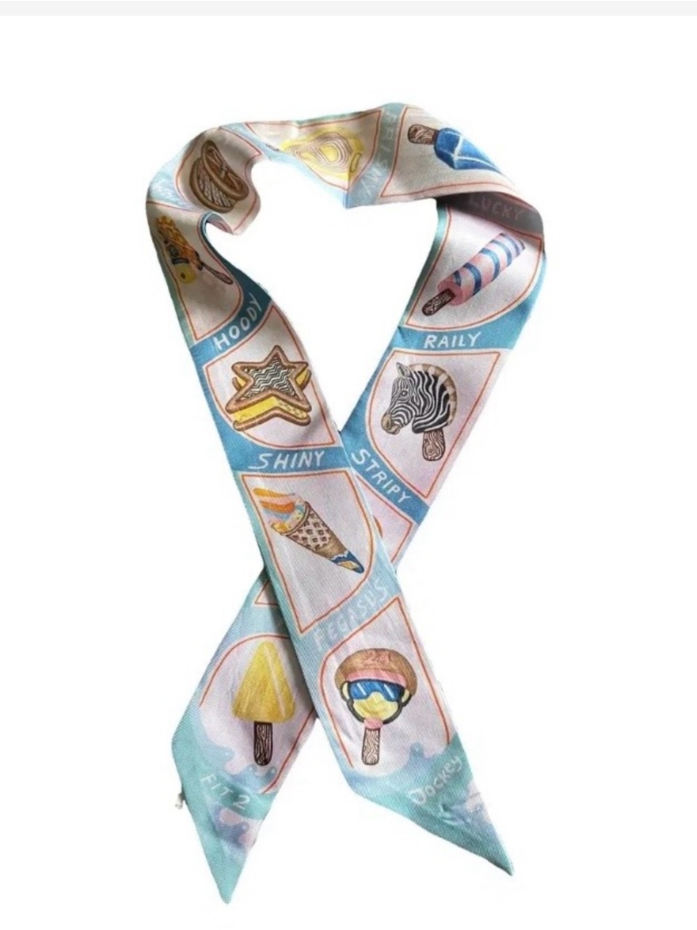 Hermès Funny Ice Cream Silk Twilly Scarf